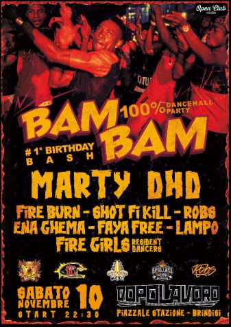 ★BAM BAM 100% Dancehall Party 1st B-Bash★ ls Marty DHD